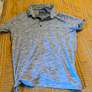 Gray medium Express Polo. Thin soft material. Moisture wicking.